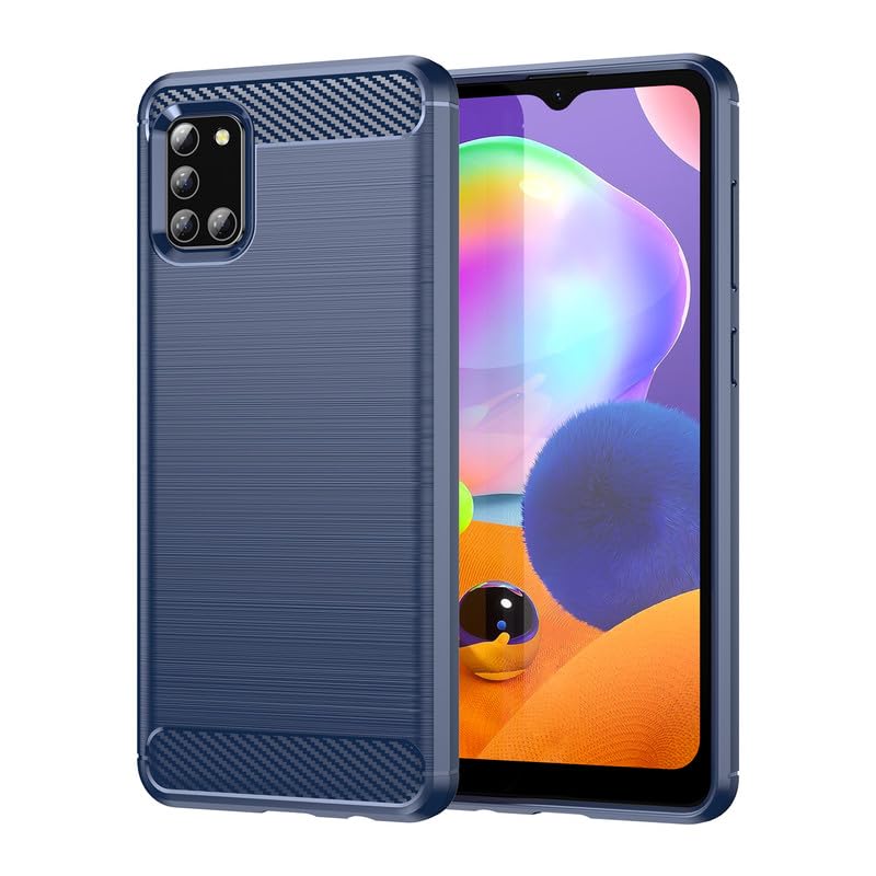 Image of Hybrid Carbon Fiber Back Case for Samsung Galaxy A31 (Blue)