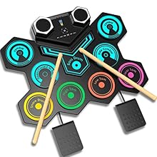 [Foldable Electric Drum Kit] CNAPXAIA roll-up electronic drum kits are made of premium quality silicon material and certified cpc test that is safe for your little angels. Its flexible drum mat allows you roll it up with ease, convenient to take it w...