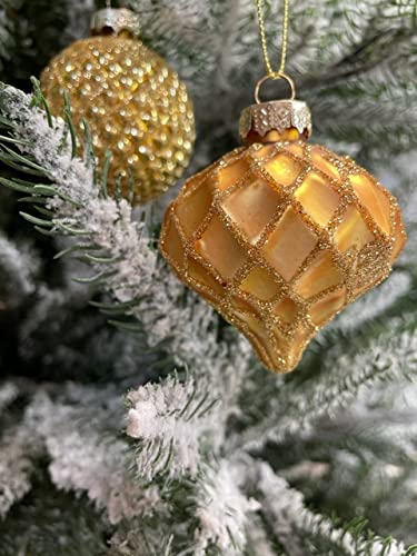 MC-Trend Lot de 12 boules de Noël élégantes en verre de luxe Ø 6 cm Doré