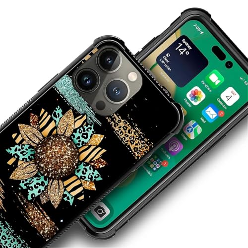 CARLOCA Compatible with iPhone 13 Pro Max Case,Shiny Sunflower Leopard Cases for Girl Fashion Graphic Design Shockproof Anti-Scratch Drop Protection Case for iPhone 13 Pro Max - image 4