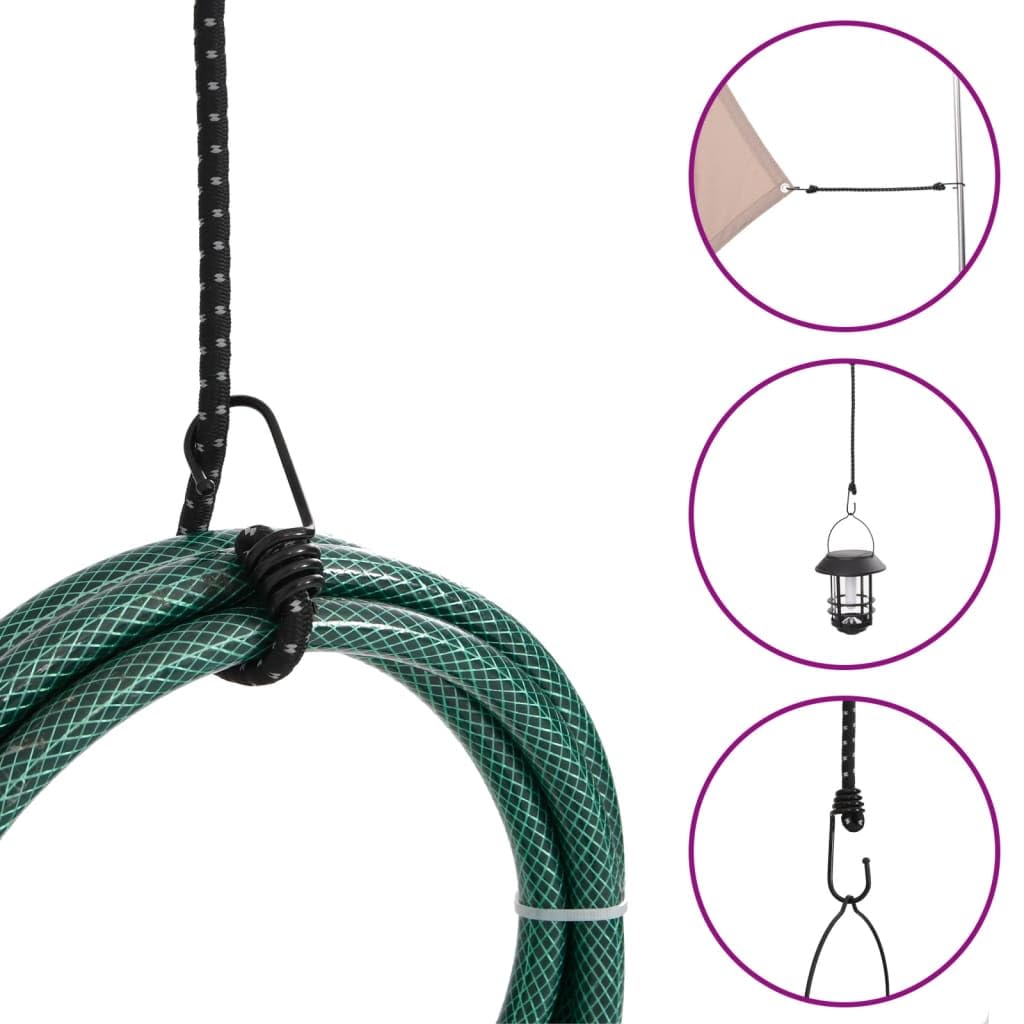 Homgoday Lot de 25 tendeurs avec bandes réfléchissantes et crochets 100 cm pour sécuriser les bâches, bagages, tentes, vélos, meubles de jardin, housses de couvercle de poubelle à roulettes