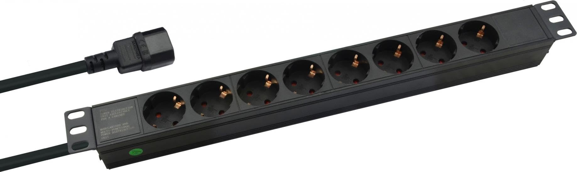 Helos 19" Steckdosenleiste Professional, 8-Fach, schwarz, 2,0m, für USV (C14), 262836