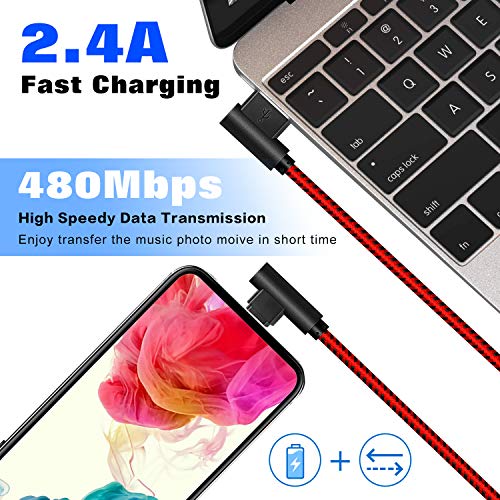 Apfen 90 Degree [3-Pack] 10Ft/3M Heavy Duty Iphone Gaming Charger Cable Compatible With Iphone Xs Max/Xs/Xr/7/7Plus/X/8/8Plus/6S/6S Plus/Se (Black Red, 10Ft) #TOP2