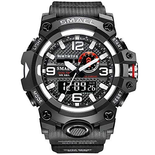 KXAITO Men's Watches Sports Outdoor Waterproof Military Watch Date Multi Function Tactics LED Alarm Stopwatch (a11_Black)