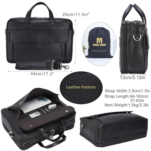 Masa Kawa Black Leather Briefcase