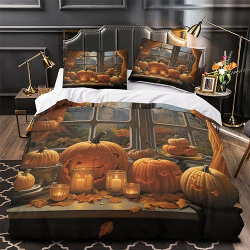 Housse de couette Halloween 200x200 microfibre lit double avec taies d'oreiller - 4