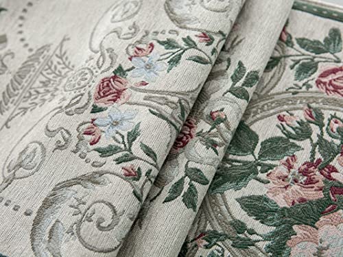 Chemin de table moderne rétro fleurs polyester blanc décoration 32x140 - 3