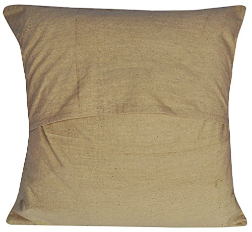 Image of Cotton Kantha Embroidery Cushion Cover (16x16-inches) (Set of 1, Beige)