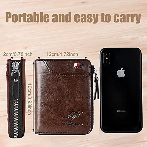 UFYVPKS Mens Wallet, RFID Blocking Slim Flip Wallets, Credit Card Holder, Leather Zipped Wallets for Men,Holds up to 14 Cards, 1 Bank Notes,Credit Card Slots, ID Window,etc