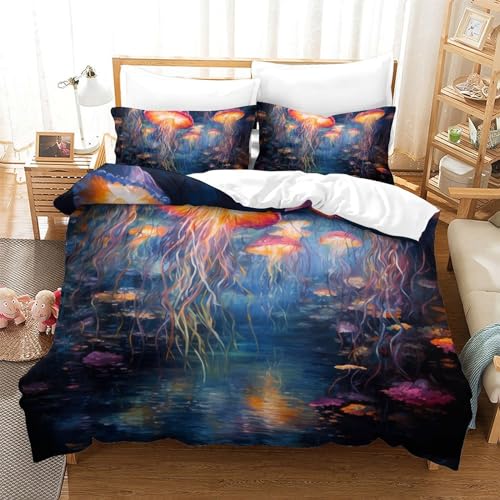 Housse de couette méduse 200x200 fermeture éclair pour lit double facile à enfiler - 2
