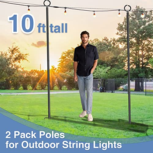 Seeyang String Light Poles – 2 Pack 9 Ft Poles For Outdoor String Light,Patio Light Poles For Outside, Light Poles For Outside String Lights Suit For Yard Patio Wedding Party-Iron #TOP1