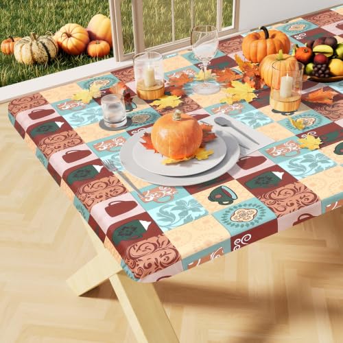 misaya Rectangle Vinyl Tablecloth 4 Foot Elastic Fitted Table Cover