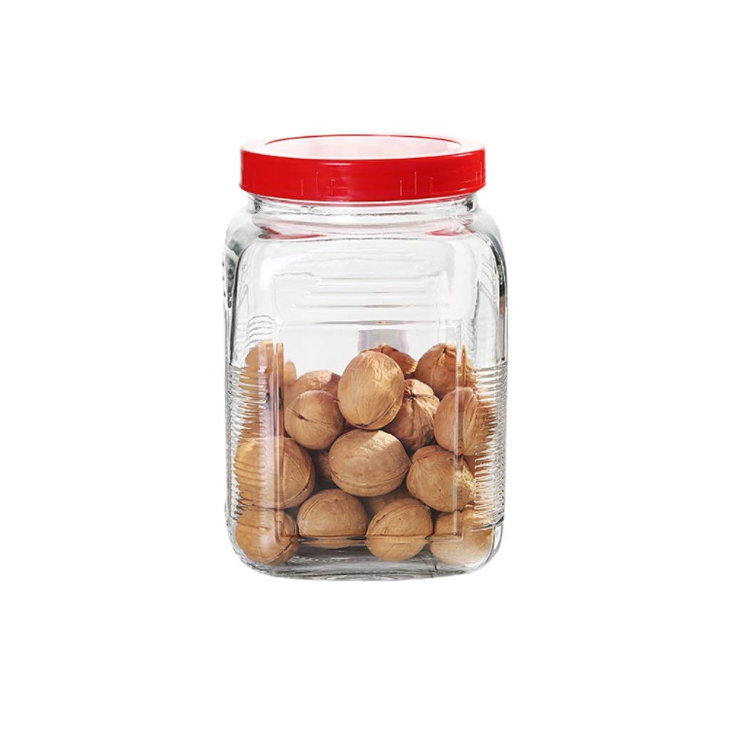 HJHJ Glass Food Storage Jar Seefully Glass Kitchen Storage Canister Jars with Lids, Airtight Glass Canister with Silicone (Color : 1200ml)