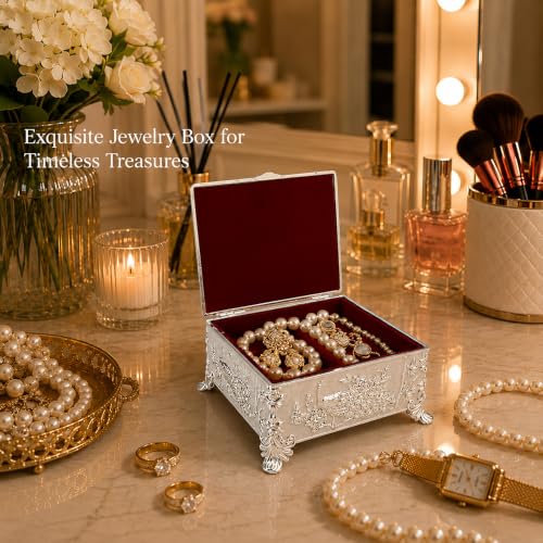 Image of Diviniti Silver Plated Peacock Decorative Box with Premium Gift Box | Luxury Multipurpose Storage Box for Home Decor, Sweets & Corporate Gifting (White)