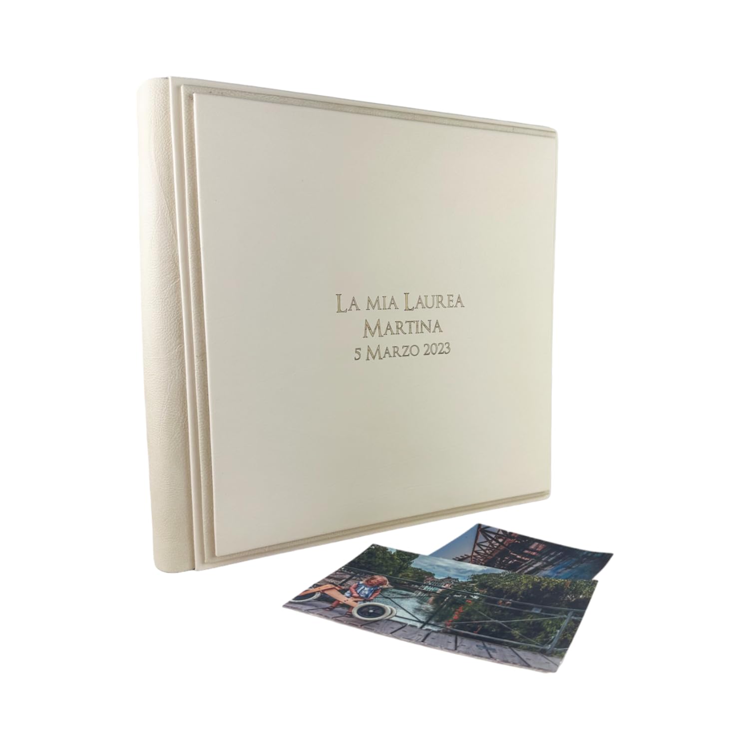 TriVin Art Album Fotografico Eclissi Soft In Similpelle - Beige - Made In Italy - Personalizzabile Con Incisione - Per Matrimonio, Battesimo, Comunione - 2