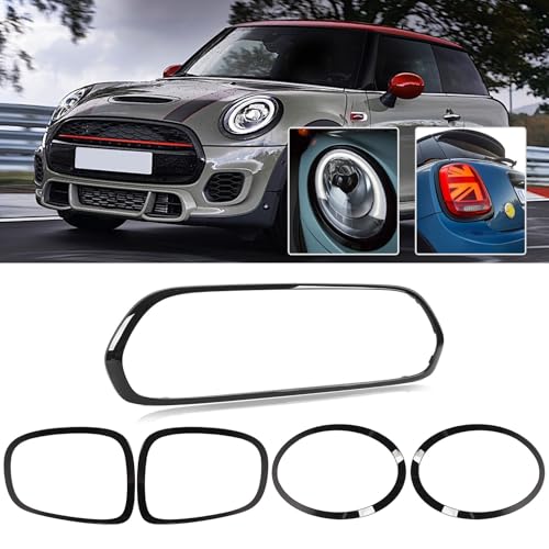 5 uds. Embellecedores de Cubierta Envolvente de Rejilla de Luz Trasera de Faro Negro Brillante para Mini F55 F56 F57 One S JCW 2014+