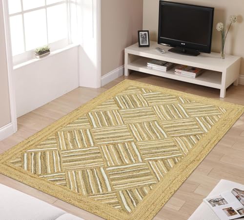 Tapis à tissage plat en jute bicolore pour intérieur et extérieur chic - 3