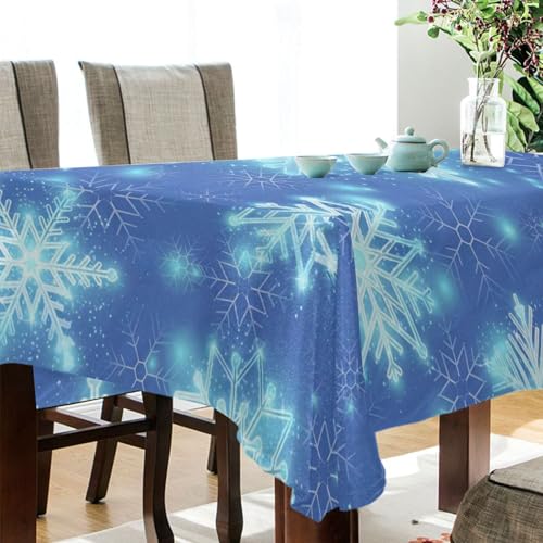 Nappe de Noël rectangulaire flocon de neige de 1,8m à 2,4m pour table de cuisine - 4