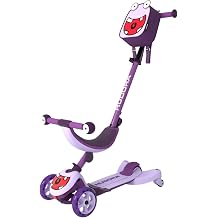 HUDORA 4 in 1 Monster Scooter - Flexible Non-Slip Tri - LED Wheels and Backpack - Adjustable Height - 12 Months - Sitting and Driving - Boys and Girls