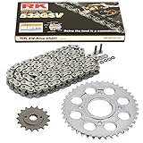 Kettensatz Inhalt: RK 532GSV offene XW-Ring-Kette mit Hohlnietschloss und 110 Rollen, Ritzel mit 17 Zähne und Kettenrad mit 45 Zähne.