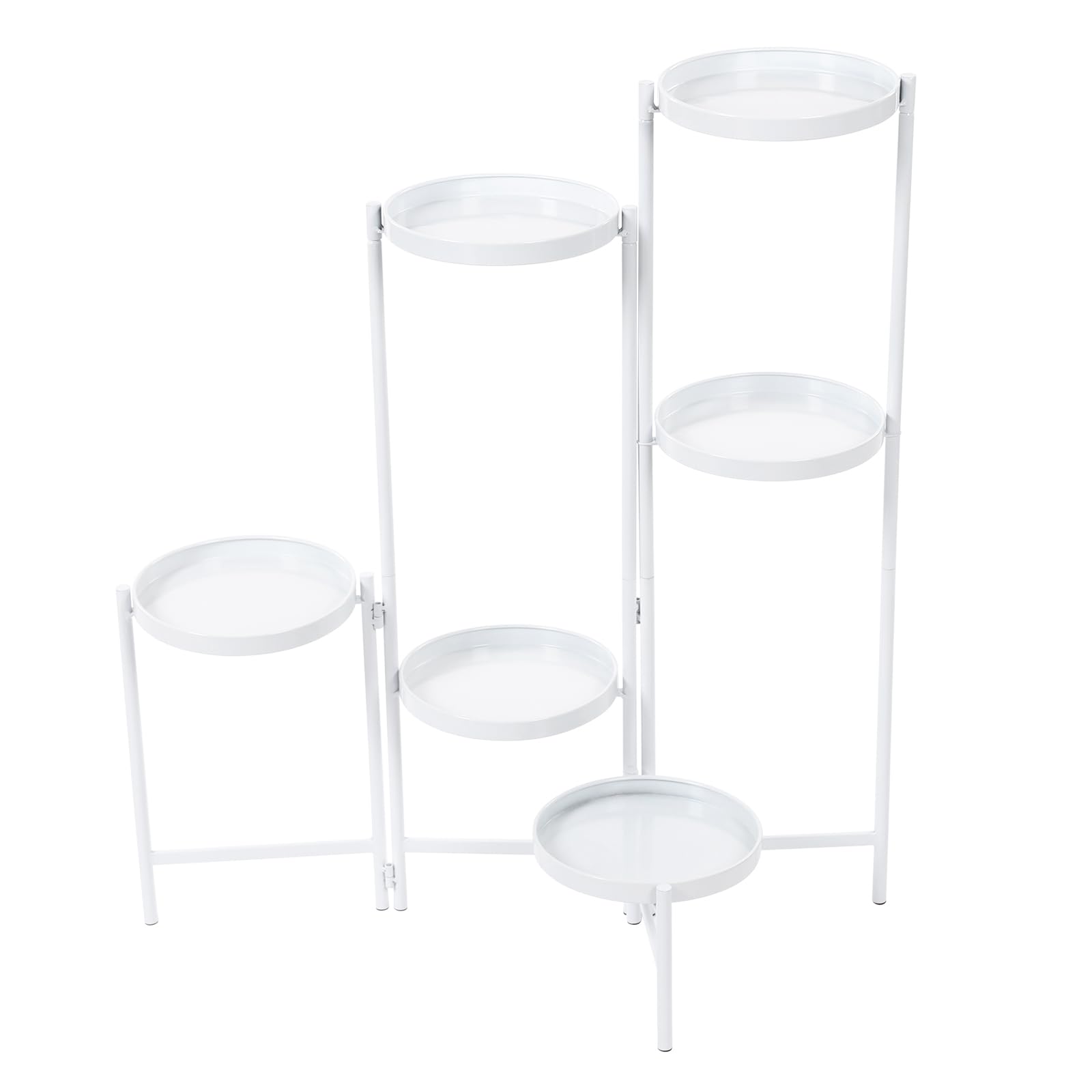 6 Tier Plant Stand Heavy Flower Plant Pot Stands Anti-Rust Iron Flower Pots Holder for Indoor or Outdoor (White)