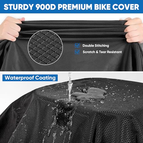 Funda para Bicicleta para 2 Bicicletas - Funda Resistente 900D Impermeable para Bicicleta Exterior para Transporte en Portabicicletas con Cordón Elástico de 6M miniatura 2
