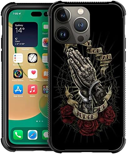 Compatible with iPhone 14 Pro Max Case, Only god can Judge me iPhone 14 Pro Max Cases, Tempered Glass Back+Soft Silicone TPU Shock Protective Case for Apple iPhone 14 Pro Max
