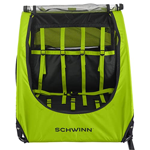 Schwinn Shuttle Foldable Bike Trailer, 2 Passengers, Green / Black