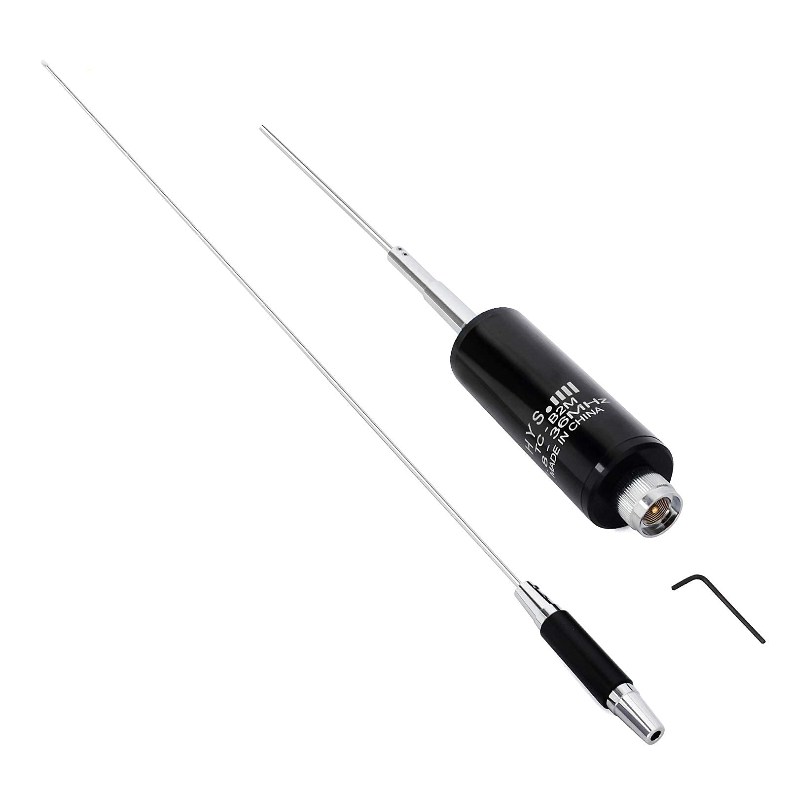 HYS Antenne mobile CB 1,8-36 MHz en acier inoxydable pour radio mobile de 11 m