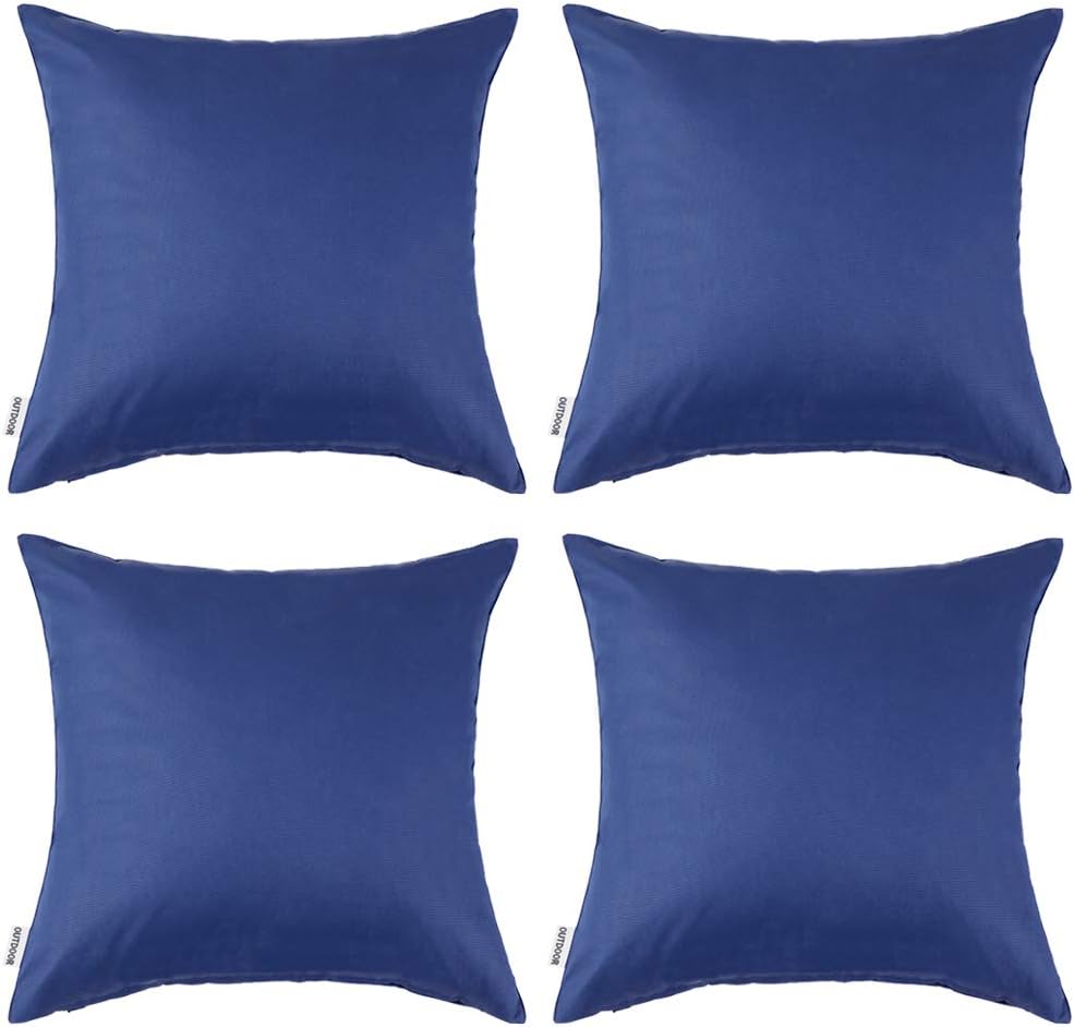 MIULEE Pack of 4 Feather and Down Pillow Inserts Bundle Pack of 4 Outdoor & Waterproof Material Outdoor Waterproof Pillow Covers Navy Blue