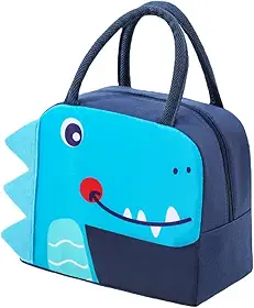 Bolsa Térmica Infantil Fitness Viagem Animais 3D Menina Menino Impermeável Escolar Marmita Com Alça (Dino Azul)
