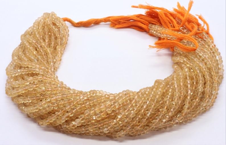 Perles de citrine naturelle facettées 4mm topaze dorée pour création collier DIY