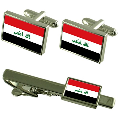 Gemelos de Irak con pasador de corbata para bodas y eventos formales 1