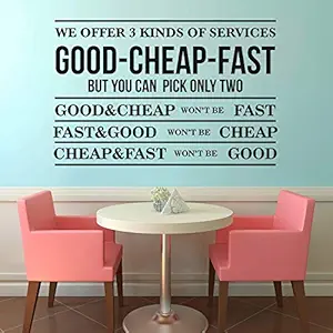 StickMe 'Service - Good - Cheap - Fast - Office - Inspirational - Motivational - Quotes - Wall Sticker ' -SM594 (Multi Colour, Vinyl - 120cm X 40 cm)