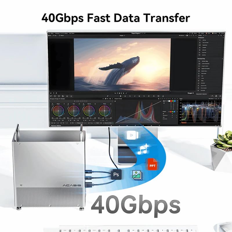 Image of ACASIS 40Gbps 8-in-1 Mac mini Workstation for Mac mini M1 /M2 | SSD Software RAID | Thunderbolt 5 /4 /3 USB 4.0 | Dual Display 4K@60Hz | Up to 8TB