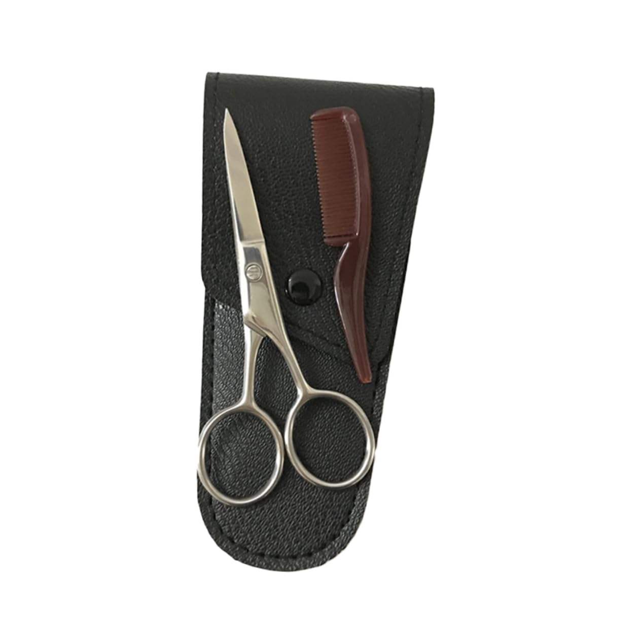 BIUDECO 1Set Stainless Steel Mustache Beard Scissors Kit Eyebrow Trimmer with Comb Portable Grooming Accessories for Men for Home and Barbershop Use