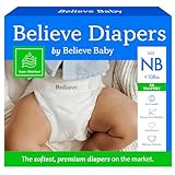 Believe Diapers Size Newborn (<10Lbs) Viscose Bamboo Diapers 36 Count – Natural Baby Diaper, Chemical Free and Fragrance Free Natural Diaper for Sensitive Skin, Super Absorbent with Leak Protection