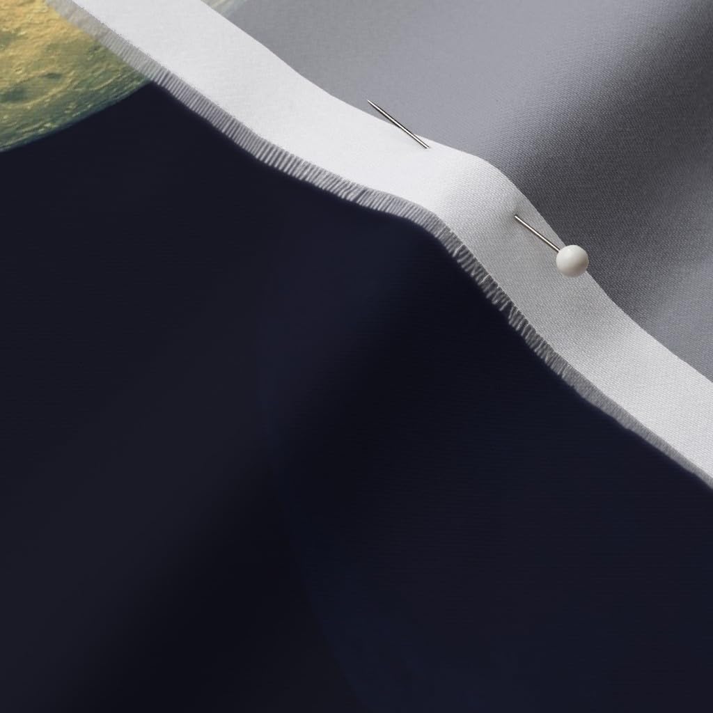 Spoonflower Fabric - Collection Moon Lunar Cycle Planet Space Nature Photographic Blue Printed on Organic Cotton Sateen Fabric by The Yard - Sewing Quilting Apparel Home Decor