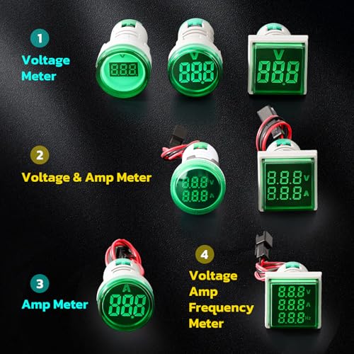 DROK AC 500V Voltage Meter, 3pcs AC 60-500V 110v 220v Voltage Monitor Digital Larger LED Screen Voltmeter Volt Detetor Green Red Yellow Signal Indicator Light Panel
