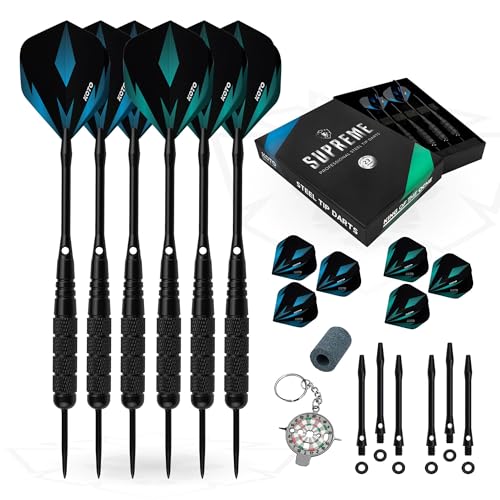 KOTO - Set de Regalo Supreme Brass Incluye 2 Juegos de Dardos de Latón Negro (23 G.), 4 Juegos de Flights (100 Micron), Shafts de Aluminio y 13 O-Rings