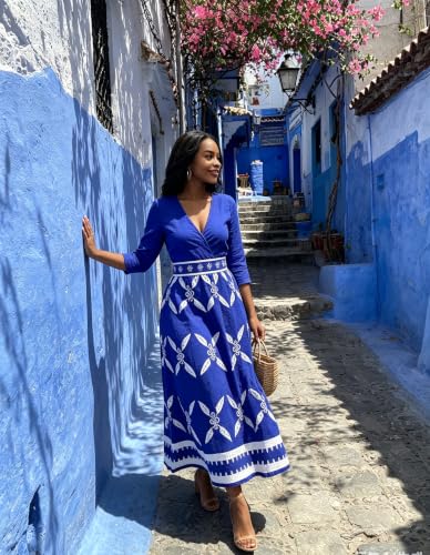 Image of VisiChenup African Print Dress for Women Casual Midi Dress