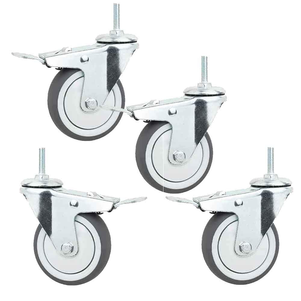 Roulettes pour meubles industriels et chariot atelier filetées M10 75mm