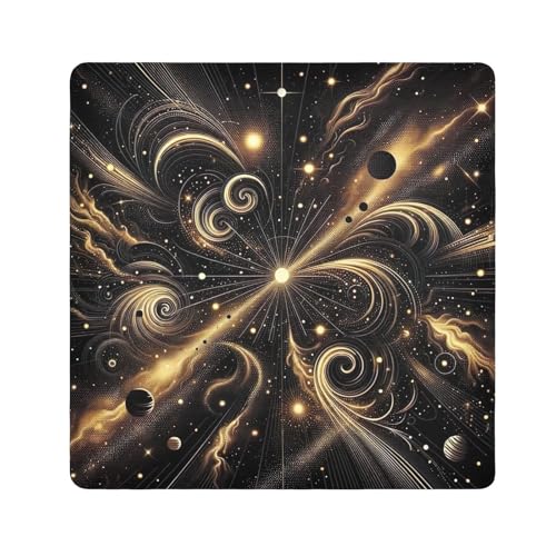 ODAWA Celestial Black and Gold Self-adhesive Cloth 13.8X13.8 Inch Open Lay Flat Makeup Bag Magic Self-Adhesive Cloth for Camera, Lens, Laptop