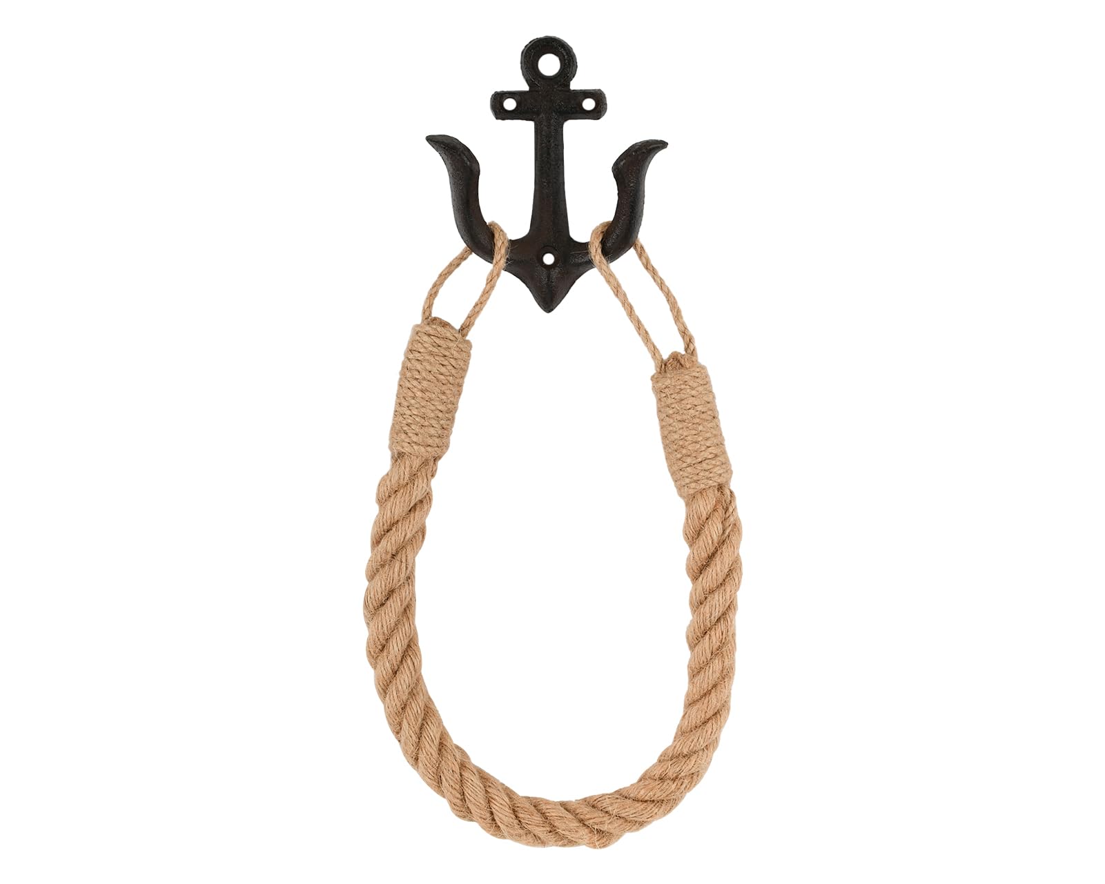 Amerla Nautical Anchor - Soporte De Papel Higiénico Rústico Industrial Montado En La Pared Con Gancho De Metal Para Decoración De Baño (negro