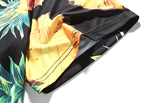Sslr Mens Hawaiian Shirts Casual Print Short Sleeve T Shirt For Men (Large, Black Yellow) #TOP4