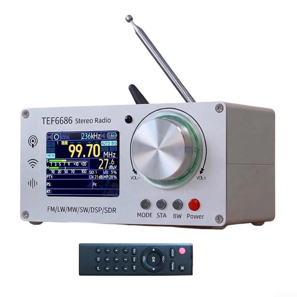 TEF6686 für dsp Kurzwellen-Funkempfänger mit TFT-Display, Vollband-AM für FM SW LW für mW, 4000 mAh für Akku, Dual-Lautsprecher, Fernbedienung für DXer und Enthusiasten