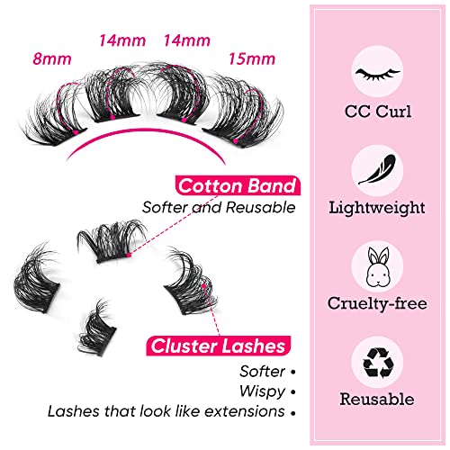 Natural Cluster Lashes Extensions Wispy Natural Look False Eyelashes Individual Lashes 3D Strips Eyelash Extensions Diy Lashes 7 Pairs Multipack #TOP1