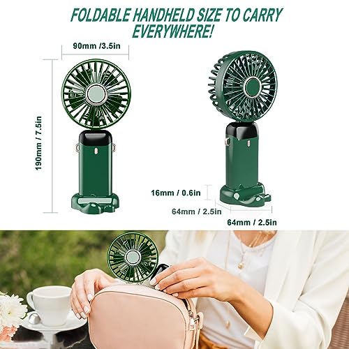 EEIEER Mini Handheld Tragbarer Ventilator, Tragbarer USB Wiederaufladbarer Kleiner Taschenventilator mit 5- Geschwindigkeiten, Desktop- Lüfter für Home Office Deckenreisen-4