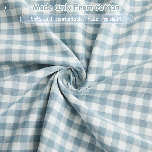 KKJIAF 4 Pieces Ruffle Gingham Sheets Set Queen Size, Dusty Blue Plaid by KKJIAF - Used condition - Image 7