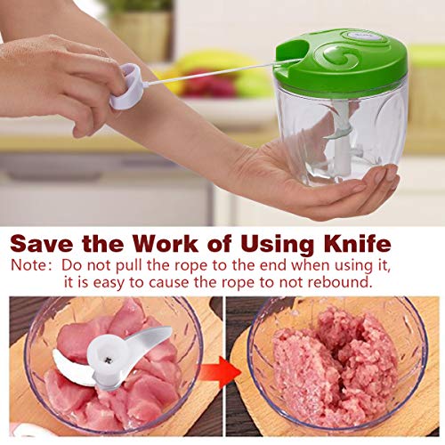 Manual Food Chopper, Easy Hand Pull Pro Onion Chopper, Large Capacity Handheld String Food Processor/Mixer/Blender for Veggie, Garlic, Meat, Salsa Maker
